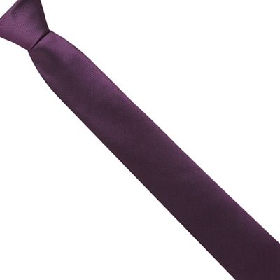 Purple textured slim tie